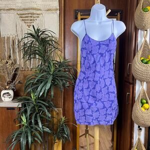 Vintage 90s Victoria’s Secret Silk Slip S Purple Floral Jacquard Gold Label USA